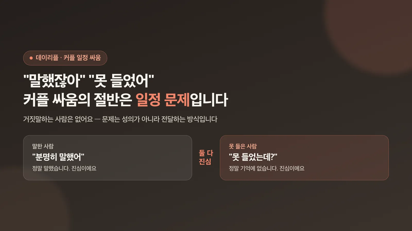 말했잖아와 못 들었어, 둘 다 진심이라는 표지 이미지