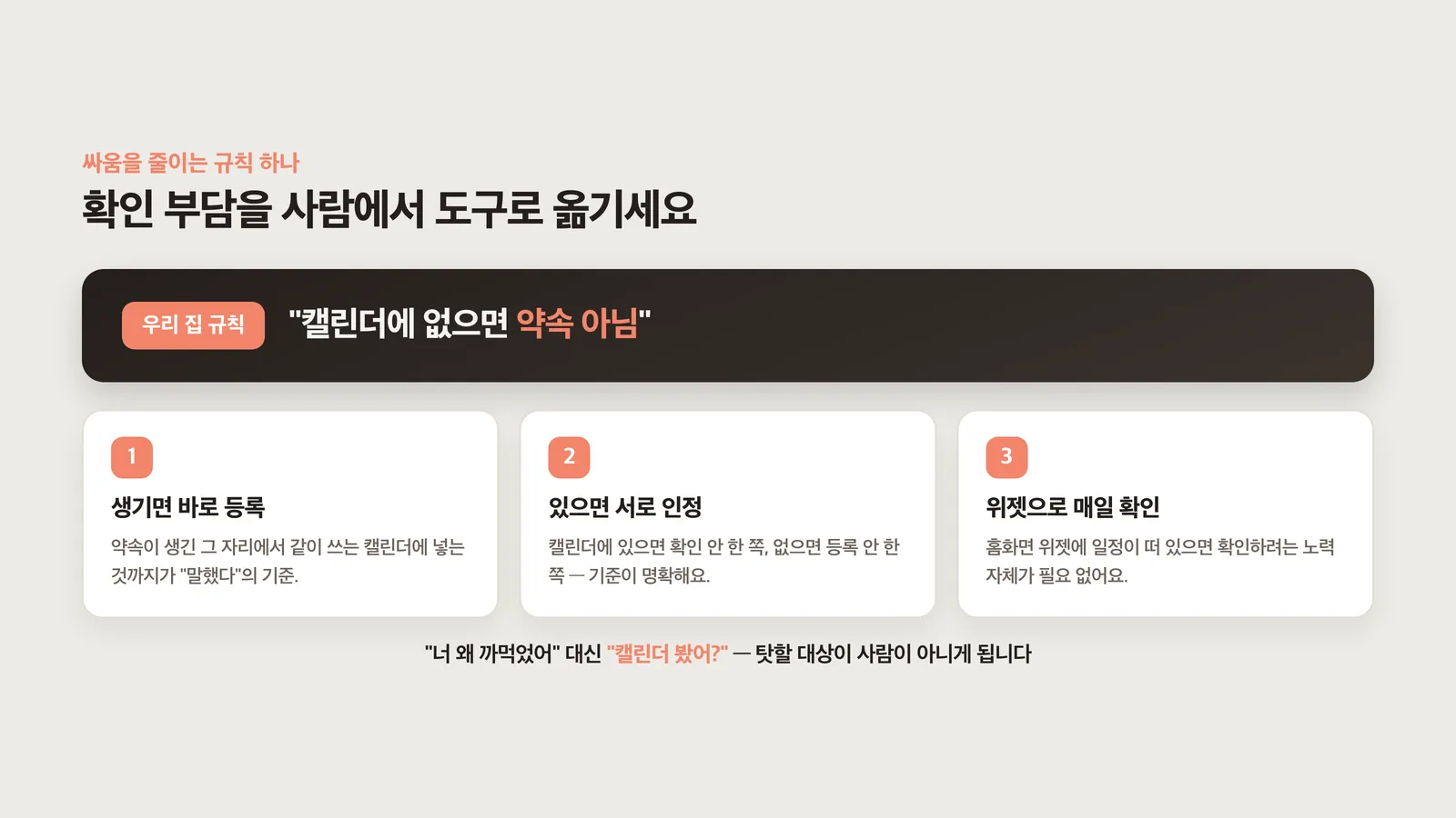 캘린더에 없으면 약속 아님 규칙과 확인 부담의 이동
