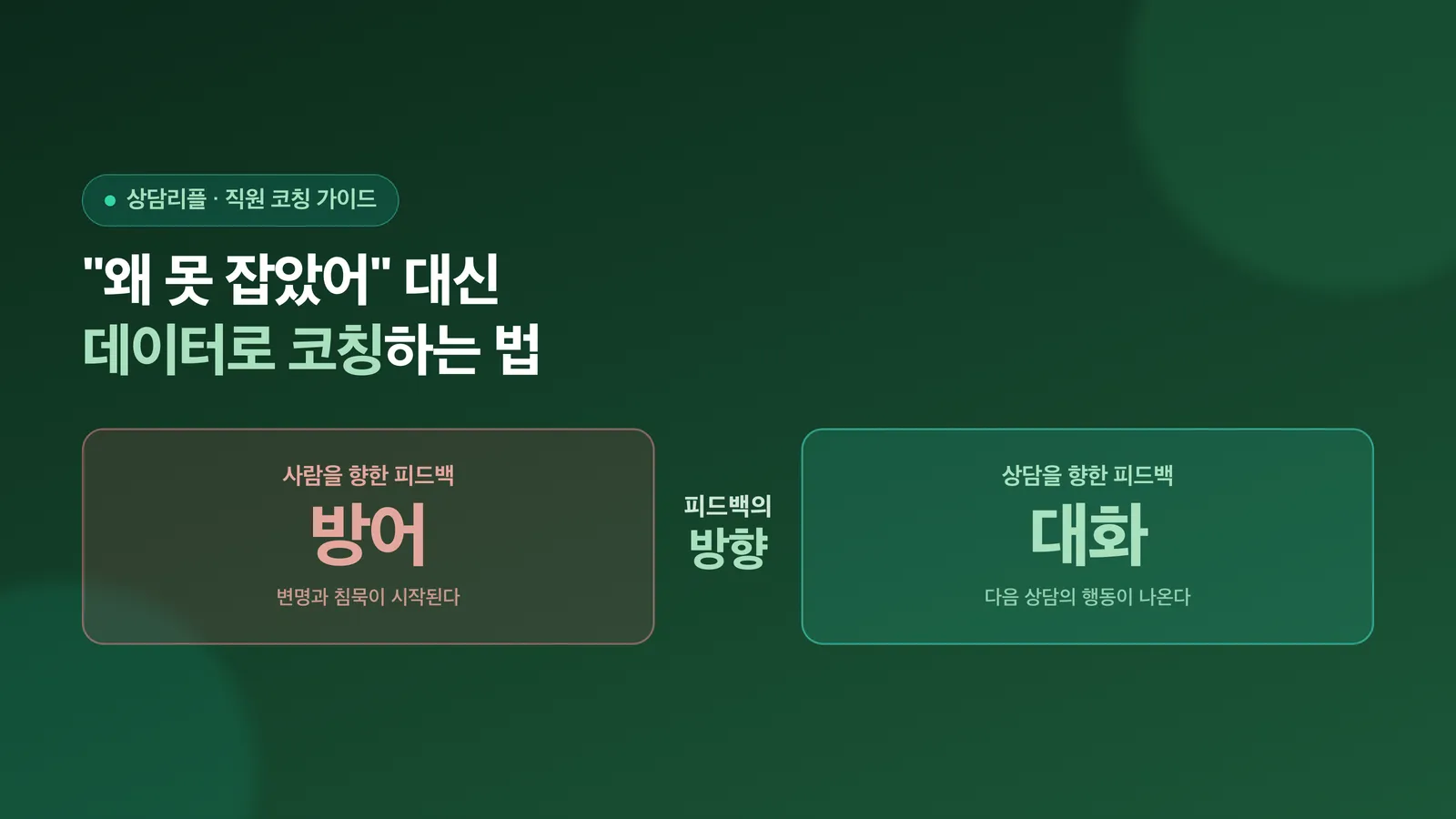 사람이 아니라 상담을 채점하는 피드백을 소개하는 표지 이미지
