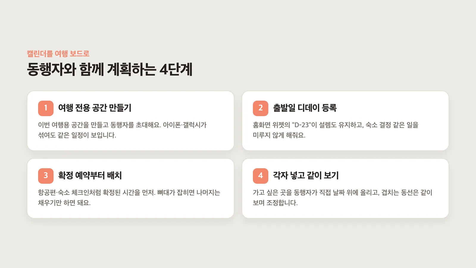 캘린더를 여행 보드로 쓰는 네 단계